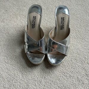 Michael Kors silver wedges size 5
